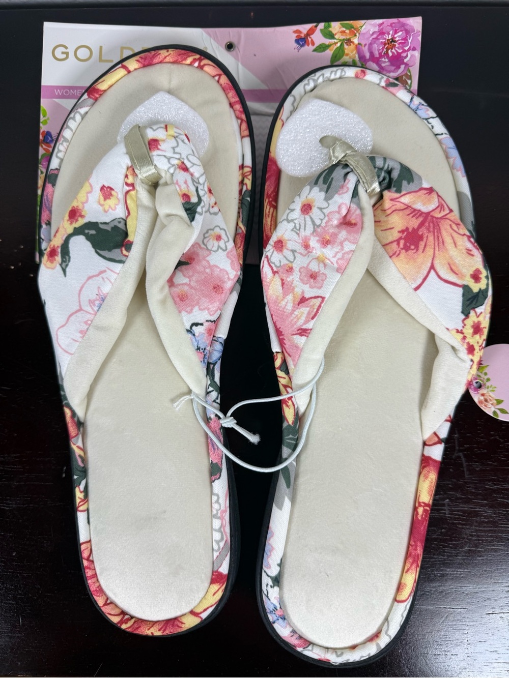 Gold Toe Floral Women’s Sandal in Cream, Pink and Yellow